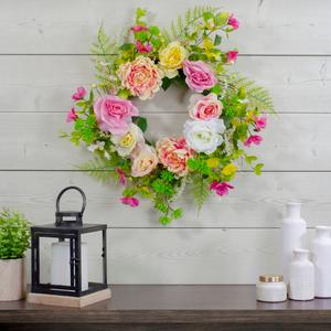 Northlight Artificial Rose & Peony Spring Wreath alternate view