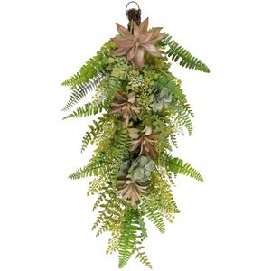 Northlight Artificial Fern & Succulents Teardrop Swag