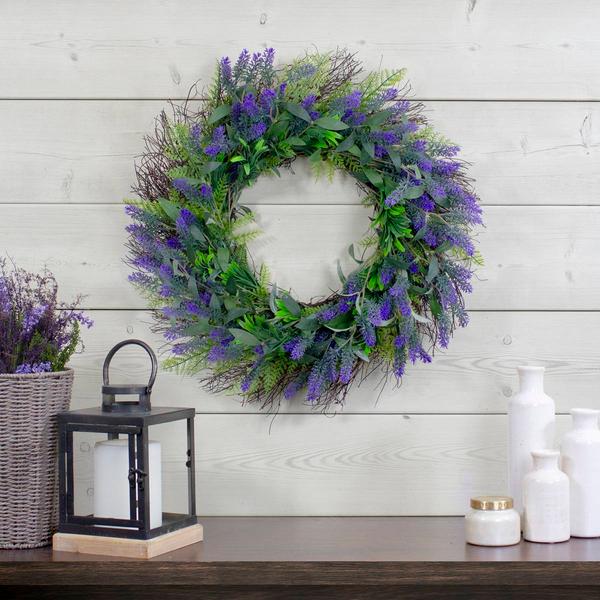 Northlight Artificial Lavender & Foliage Floral Wreath alternate view