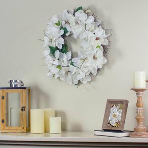 Northlight Artificial White Magnolias Spring Wreath alternate view