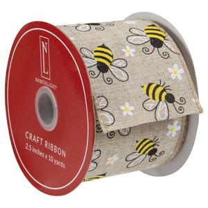 Northlight 30ft. Bumblebee Wired Spring Craft Ribbon