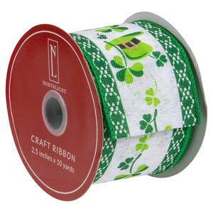 Northlight 30ft. Shamrock & Hat Wired Craft Ribbon
