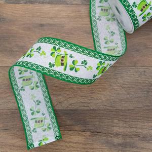 Northlight 30ft. Shamrock & Hat Wired Craft Ribbon alternate view