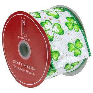 Northlight 30ft. Shamrock Wired Craft Ribbon