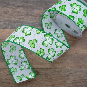 Northlight 30ft. Shamrock Wired Craft Ribbon alternate view