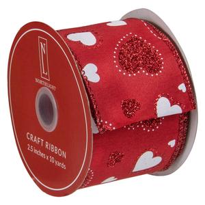 Northlight 30ft. Glittered Hearts Craft Ribbon