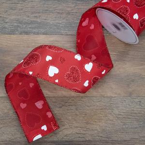 Northlight 30ft. Glittered Hearts Craft Ribbon alternate view