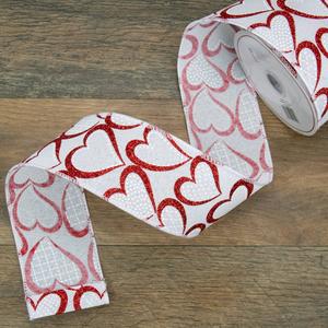 Northlight 30ft. Glitter Outline Hearts Craft Ribbon alternate view