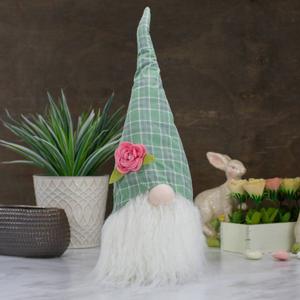 Northlight Floral Plaid Gnome Head Spring Decor alternate view