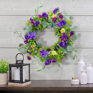 Northlight Artificial Eucalyptus & Hydrangea Wreath alternate view