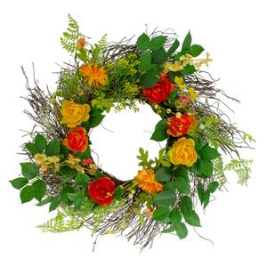 Northlight Ranunculus & Rose Floral Spring Wreath