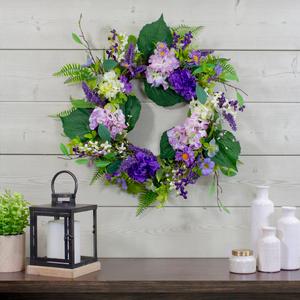 Northlight Artificial Hydrangea & Foliage Spring Wreath alternate view
