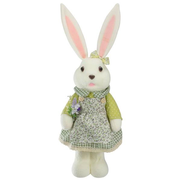 Northlight Standing Girl Rabbit Holding Flowers Figurine