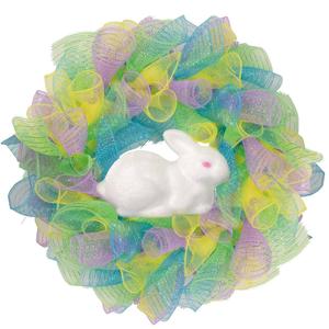 Northlight Pastel Deco Mesh Ribbon Easter Bunny Wreath
