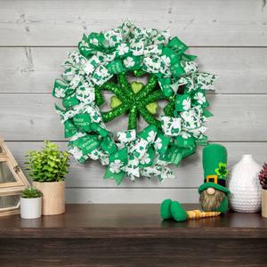 Northlight Ribbons & Shamrocks St. Patrick's Day Wreath alternate view