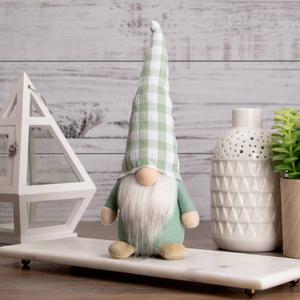 Northlight Spring Gnome with Green Plaid Hat alternate view