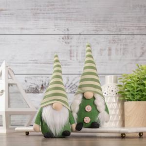 Northlight Green Striped Hat Springtime Girl Gnome alternate view