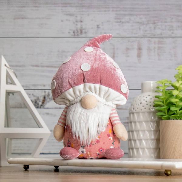 Northlight Pink Floral Mushroom Gnome Figurine alternate view