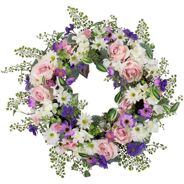 Northlight Artificial Mixed Floral & Fern Spring Wreath