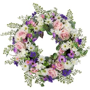 Northlight Artificial Mixed Floral & Fern Spring Wreath