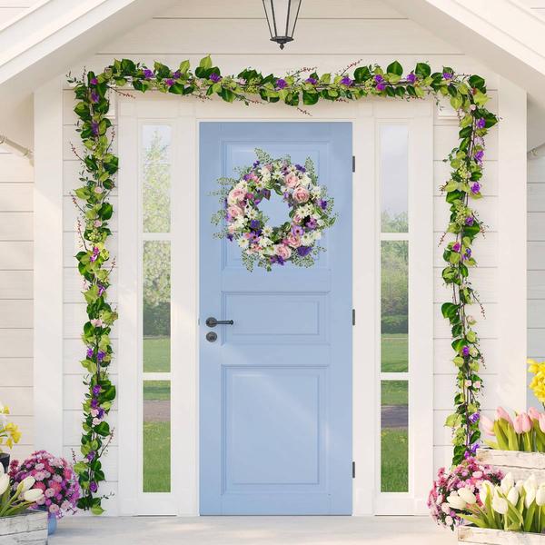 Northlight Artificial Mixed Floral & Fern Spring Wreath alternate view