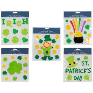 Northlight St. Patrick's Gel Window Clings - Set of 5