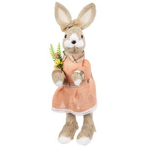 Northlight Rustic Girl Rabbit Easter Figurine w/ Flowers