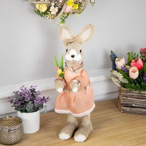 Northlight Rustic Girl Rabbit Easter Figurine w/ Flowers alternate view