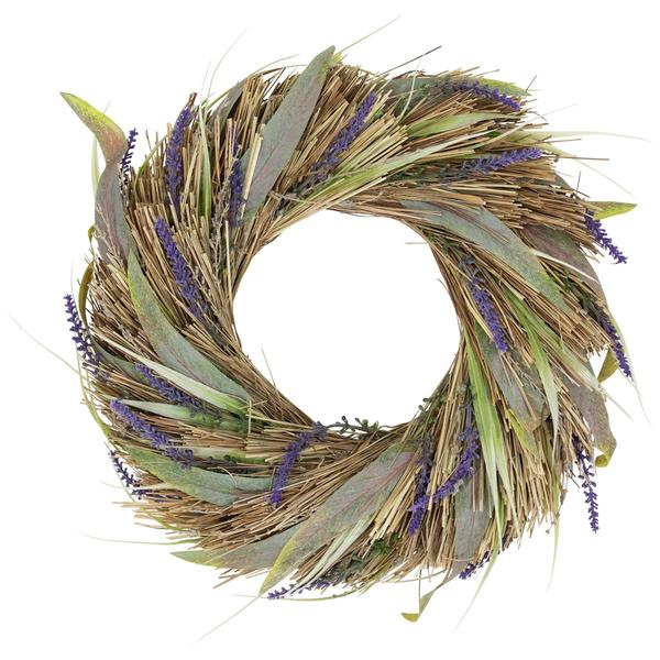 Northlight Artificial Grass & Lavender Spring Wreath
