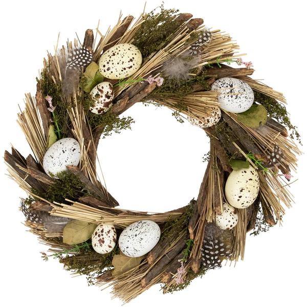 Northlight Eggs & Feathers Artificial Easter Wreath