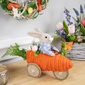 Northlight Boy Bunny with Carrot Car Easter Figurine alternate view