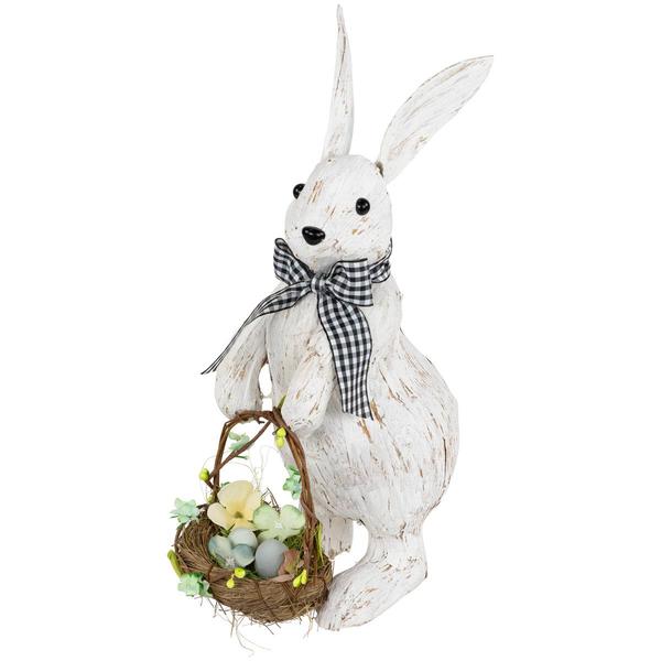 Northlight Rustic Rabbit with Easter Basket Figurine