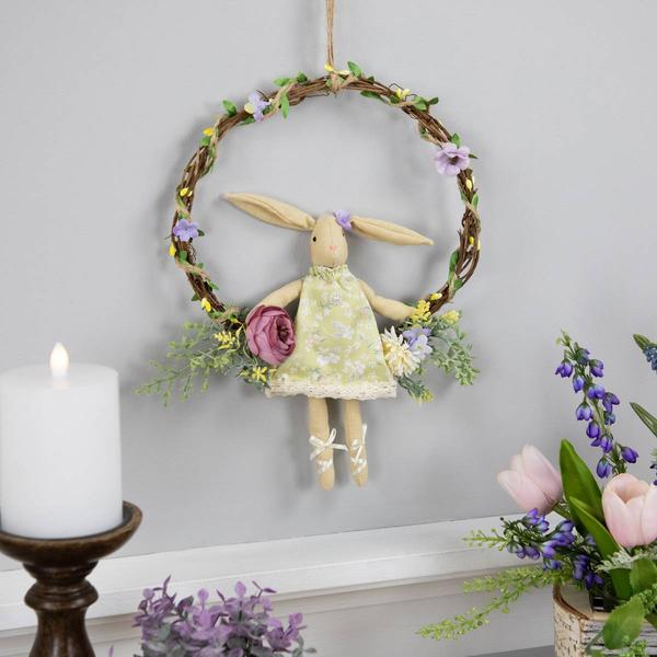Northlight Girl Bunny Artificial Floral Easter Wreath alternate view