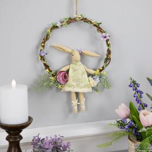 Northlight Girl Bunny Artificial Floral Easter Wreath alternate view