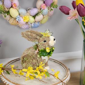 Northlight Easter Bunny with Butterfly Straw Figurine alternate view