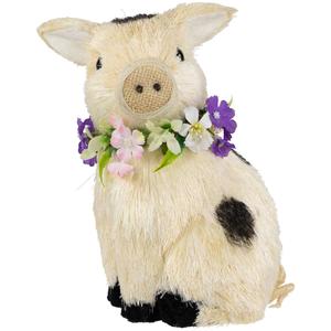 Northlight Spotted Sitting Piglet Rustic Spring Figurine