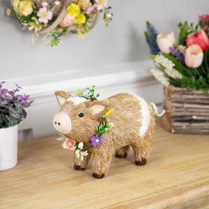 Northlight Boy Piglet with Floral Wreath Spring Figurine alternate view