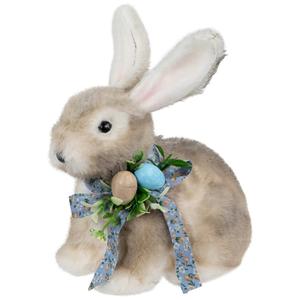 Northlight Plush Rabbit with Blue Bow Easter Figurine