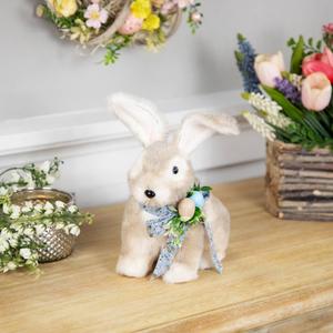 Northlight Plush Rabbit with Blue Bow Easter Figurine alternate view