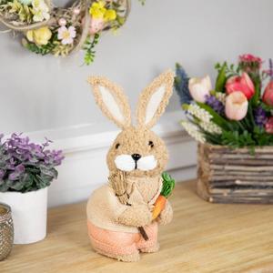 Northlight Plush Boy Rabbit with Carrots Easter Figurine alternate view
