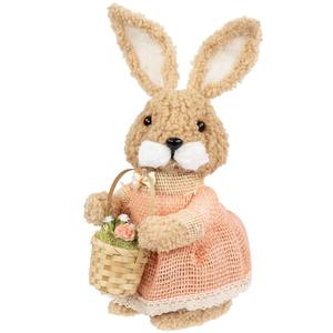 Northlight Plush Girl Rabbit with Basket Easter Figurine