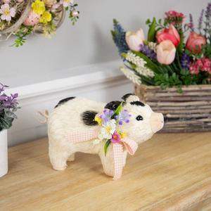 Northlight Piglet with Bow & Flowers Spring Figurine alternate view