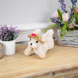Northlight Rabbit with Floral Straw Hat Easter Figurine alternate view