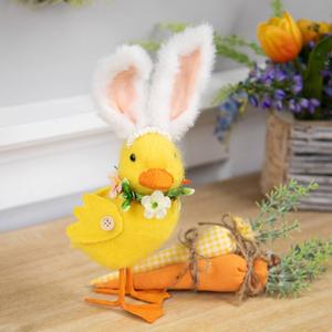 Northlight Duckling with Rabbit Ears Easter Figurine alternate view
