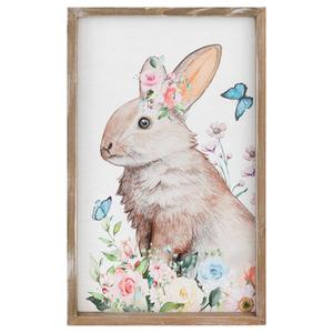 Northlight Easter Bunny with Flowers Framed Wall Sign