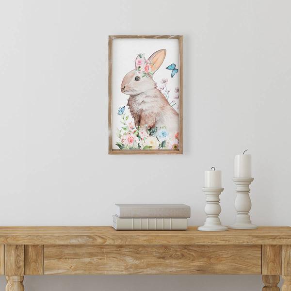 Northlight Easter Bunny with Flowers Framed Wall Sign alternate view