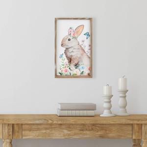 Northlight Easter Bunny with Flowers Framed Wall Sign alternate view