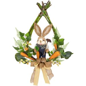Northlight Farmer Bunny Moss Teardrop Easter Wreath