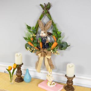 Northlight Farmer Bunny Moss Teardrop Easter Wreath alternate view