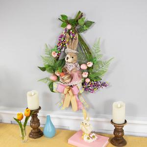 Northlight Flower Bunny Moss Teardrop Easter Wreath alternate view
